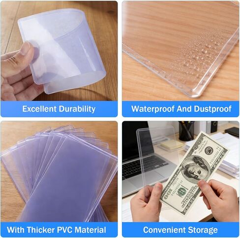 25 Pack Dollar Bill Sleeves, 6.9" x 3"Currency Sleeves, Dollar Bill Holders, Plastic Money Holder Sleeve Protectors, Dollar Banknotes Top-Insert Holders for Collectors in Saudi Arabia