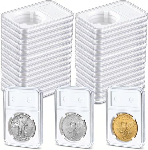 30 Packs Coin Display Holder Storage Case for Morgan Peace IKE Silver Dollar Coins Holder 38mm Clear Acrylic Cases for Coin Organize and Collection Four-Point Fixation Capsules Protector in Kuwait