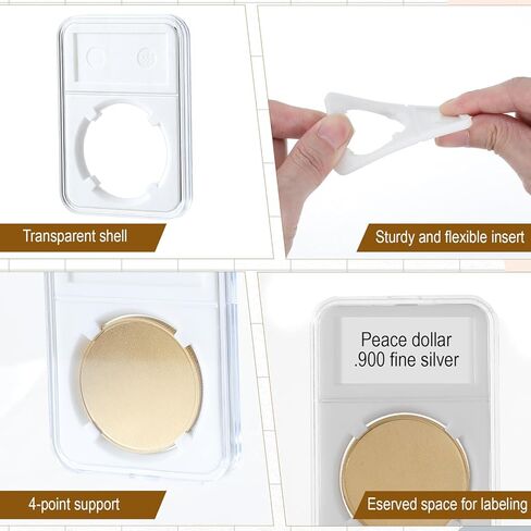 30 Packs Coin Display Holder Storage Case for Morgan Peace IKE Silver Dollar Coins Holder 38mm Clear Acrylic Cases for Coin Organize and Collection Four-Point Fixation Capsules Protector in Kuwait