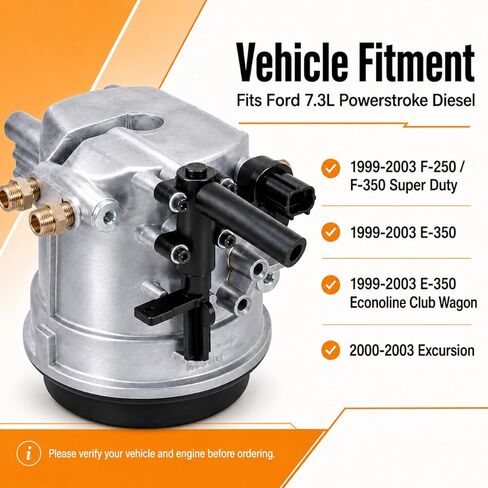 مجموعة مبيت فلتر الوقود لسيارة Ford 7.3L Powerstroke Diesel لسيارة Ford F-250 E-350 Super Duty E-350 E-450 E-550 Excursion 1999-2003، مبيت مرشح فاصل المياه FG1057 F81Z-9155-AC F81A-9155-AA in Saudi Arabia
