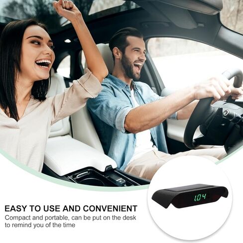 Solar Car Clock Luminous High Precision Electronic Timer with Date and Temperature Display for Vehicle Dashboard, Solar-Powered Car Electronic Clock Suitable for Auto Interior Use in Saudi Arabia