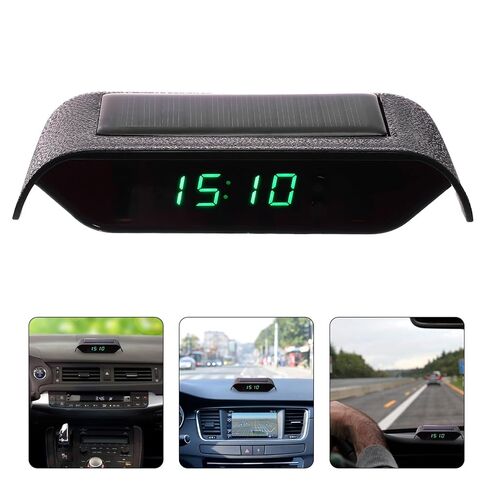 Solar Car Clock Luminous High Precision Electronic Timer with Date and Temperature Display for Vehicle Dashboard, Solar-Powered Car Electronic Clock Suitable for Auto Interior Use in Saudi Arabia