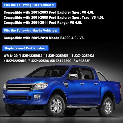 مجموعة أسلاك توصيل الإشعال 8.0 مم متوافقة مع Ford/Mazda 4.0L V6 لـ Ranger 2001-2011، B4000 2001-2009، Explorer 2002-2010، Mountaineer 2002-2010، Sport Trac 2001-2010 DT-6120 in Kuwait