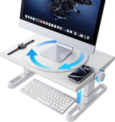 Monitor Stand Riser for Desk,360°Rotation Freely Height Adjustable by Knob,4.4-5.8 Inches,Ergonomic Monitor Stand Mount, Desktop Monitor Stand Riser for Computer,Laptop,Printer,Tv,Black in Saudi Arabia