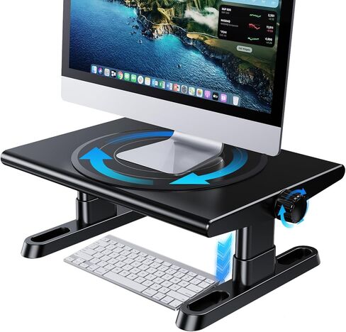 Monitor Stand Riser for Desk,360°Rotation Freely Height Adjustable by Knob,4.4-5.8 Inches,Ergonomic Monitor Stand Mount, Desktop Monitor Stand Riser for Computer,Laptop,Printer,Tv,Black in Saudi Arabia