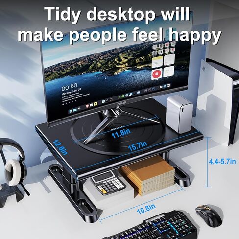 Monitor Stand Riser for Desk,360°Rotation Freely Height Adjustable by Knob,4.4-5.8 Inches,Ergonomic Monitor Stand Mount, Desktop Monitor Stand Riser for Computer,Laptop,Printer,Tv,Black in Saudi Arabia