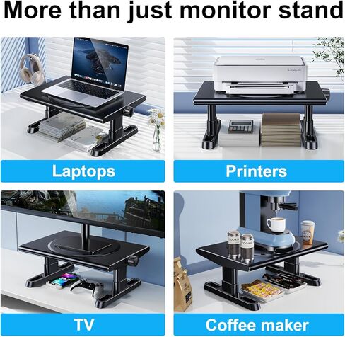 Monitor Stand Riser for Desk,360°Rotation Freely Height Adjustable by Knob,4.4-5.8 Inches,Ergonomic Monitor Stand Mount, Desktop Monitor Stand Riser for Computer,Laptop,Printer,Tv,Black in Saudi Arabia