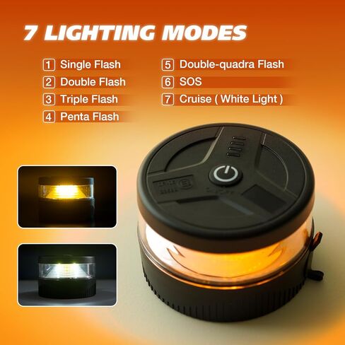 Magnetic Beacon Light, USB-C Rechargeable Wireless Strobe Lights for Truck, 32 LED Amber Battery Operated Flashing Warning Emergency Safety Light for Vehicle Plow Snow Small Portable Roadside in Saudi Arabia