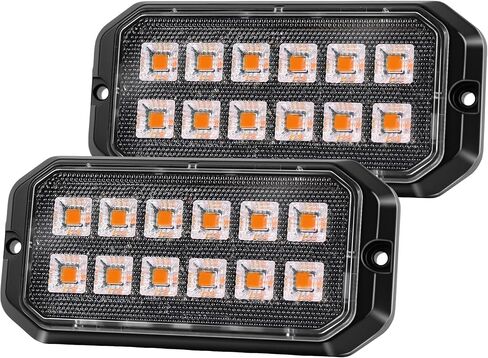 2026 مصابيح LED كهرمانية مطورة، 12-LED مزامنة أضواء شواء كهرمانية، مصابيح تحذيرية من المخاطر وامضة فائقة السطوع للمركبات 12 فولت/24 فولت (عبوتان) in Kuwait