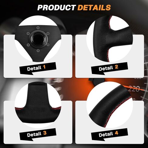 13.4" Universal Racing Steering Wheel 6 Bolts Leather Gaming Steering Wheel with Horn Button for Race/Rally/Motorsport/Car Sim Driving in Saudi Arabia