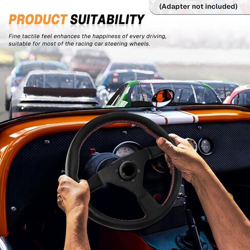 13.4" Universal Racing Steering Wheel 6 Bolts Leather Gaming Steering Wheel with Horn Button for Race/Rally/Motorsport/Car Sim Driving in Saudi Arabia