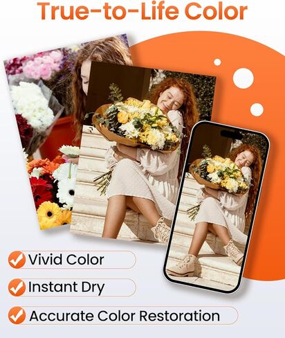 علبة حبر Wonfoucs مكونة من قطعتين متوافقة مع خراطيش حبر Liene Amber M100/M200/M110/M210، فقط لطابعة DHP512/DHP513/DHP514/DHP515، تطبع 80 ورقة صورة (بدون ورق) in Kuwait