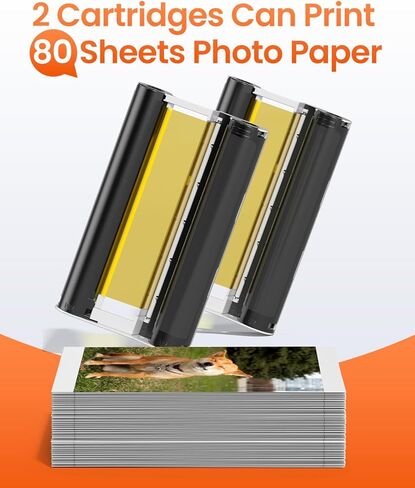 علبة حبر Wonfoucs مكونة من قطعتين متوافقة مع خراطيش حبر Liene Amber M100/M200/M110/M210، فقط لطابعة DHP512/DHP513/DHP514/DHP515، تطبع 80 ورقة صورة (بدون ورق) in Kuwait