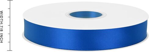 Royal Blue Double Faced Satin Ribbon 7/8 Inch x 60 Yards Continuous Roll for Gift Wrapping Crafts Bouquet Wedding Decoration in Saudi Arabia
