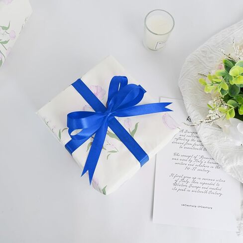 Royal Blue Double Faced Satin Ribbon 7/8 Inch x 60 Yards Continuous Roll for Gift Wrapping Crafts Bouquet Wedding Decoration in Saudi Arabia