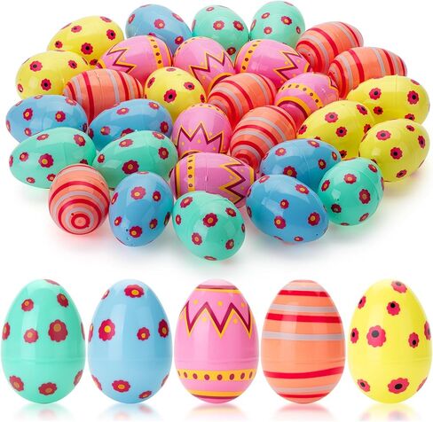 Mr. Pen- Printed Plastic Easter Eggs, 3 Inch, 30 Pack, Bulk Fillable Eggs for Easter Hunt Decor, Party Favor, Basket Stuffers, Classroom Prize, Supplies, Adult & Kid Party Toys for Gift in Saudi Arabia