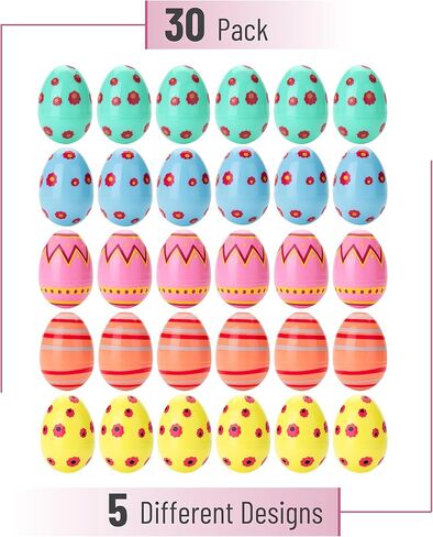 Mr. Pen- Printed Plastic Easter Eggs, 3 Inch, 30 Pack, Bulk Fillable Eggs for Easter Hunt Decor, Party Favor, Basket Stuffers, Classroom Prize, Supplies, Adult & Kid Party Toys for Gift in Saudi Arabia