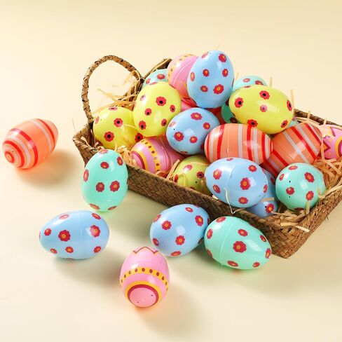 Mr. Pen- Printed Plastic Easter Eggs, 3 Inch, 30 Pack, Bulk Fillable Eggs for Easter Hunt Decor, Party Favor, Basket Stuffers, Classroom Prize, Supplies, Adult & Kid Party Toys for Gift in Saudi Arabia