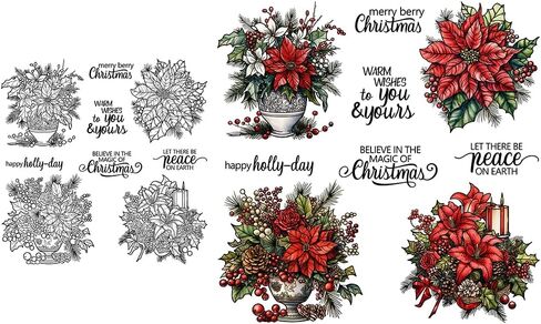 Merry Christmas Series Clear Stamp with Plastic Envelope Bag for Card Making DIY Scrapbooking Supplies Silicone Stamps for Xmas Decor Gifts Albums Crafts (YX1519) in Kuwait