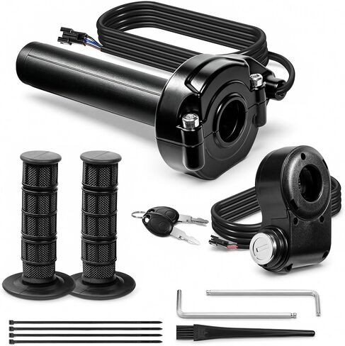 Full Twist Throttle Compatible with Ridstar Q20/Q20Pro/H20/H26Pro, 3-Pin Plug-and-Play Ebike Throttle Grip Kit with Rolling Bearing, 1.5m Extended Cable, Slip Design for Electric Dirt Bikes in Saudi Arabia
