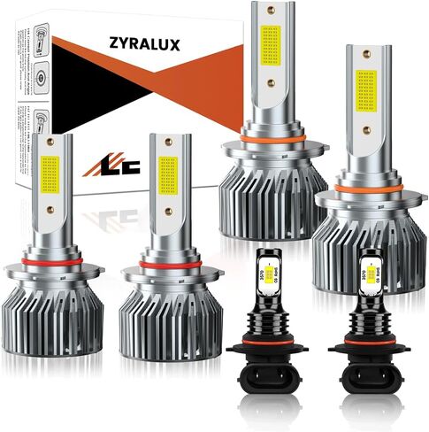 Fit For 2007-2015 Chevy Silverado 1500 2500 3500HD Light Bulbs Combo,6500K Safety Bright White,600% Brightness High Beam Low Beam Upgrade Powersports Bulbs with Fan,IP68 6-Pack in Saudi Arabia