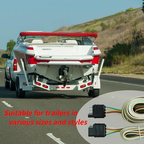 LUCKY TL 4-Pin Flat Trailer Wiring Harness Kit, 16AWG, 25ft Male to 5ft Female, Made with Pure Copper Wire, Ideal for Tow hitches, Boat Trailers and Towing Applications in Saudi Arabia