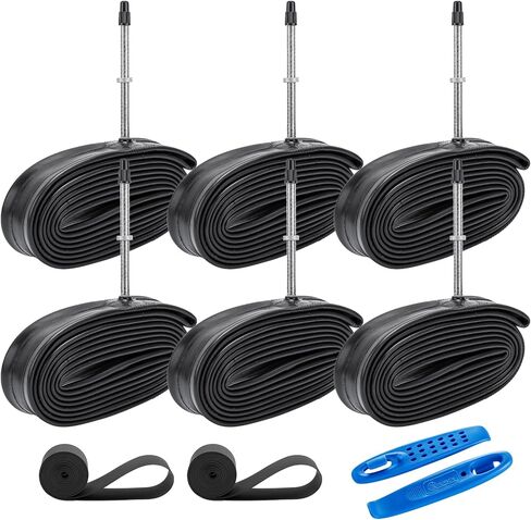 6 Pcs 700C Road Bike Tubes 700x18C/25C FV48mm Presta Valve 700C Bicycle Tubes Plus 2 Rim Strips Compatible with 700x18C 700x19C 700x20C 700x21C 700 x 23C 700 x 25C Bike Tire Tubes in Saudi Arabia