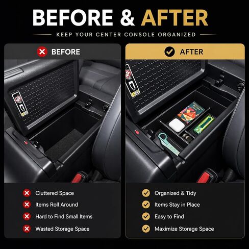صينية تنظيم وحدة التحكم المركزية المحدثة المتوافقة مع صندوق تخزين مسند الذراع Toyota RAV4 لعام 2026، صينية تخزين ثانوية من مادة ABS والإكسسوارات الداخلية - لا حاجة لإزالة الغطاء in Kuwait