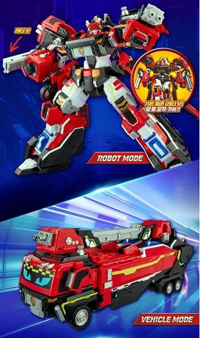 لعبة سيارة روبوت معدنية من Cardbot W BLAION Red Fire Engine Transforming Robot Car in Kuwait