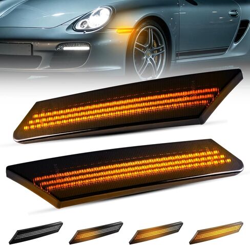 2PCS الجبهة بدوره إشارة أضواء العلامات الجانبية لبورشه 911 987 997 العنبر LED ديناميكية متتابعة أضواء العلامات الجانبية ل 06-13 بورش 997، 05-13 بورش كايمان بوكستر 987 in Kuwait