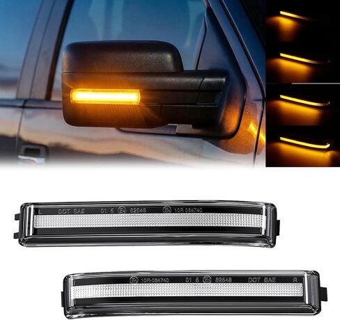 LED Dynamic Mirror Lights for 2009-2014 F150; 12th Gen F150 Sequential Side Mirrors' Blinker; Mirror Turn Signal Marker Lamp for 2010-2014 F150 Raptor' /2010-2014 Li'ncoln Mark LT-Clear Lens Yellow in Saudi Arabia