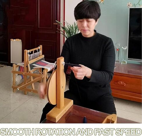 Wooden Yarn Spinning Wheel, Manual Yarn Winder Spinner, Smooth Fast Rotation, Fits 5-7mm Spool Inner Diameter, for Wool Cotton Silk Knitting Craft in Saudi Arabia