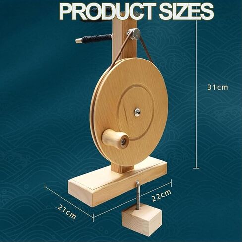 Wooden Yarn Spinning Wheel, Manual Yarn Winder Spinner, Smooth Fast Rotation, Fits 5-7mm Spool Inner Diameter, for Wool Cotton Silk Knitting Craft in Saudi Arabia