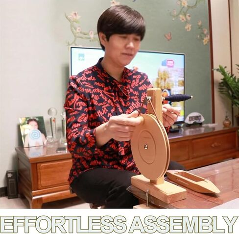 Wooden Yarn Spinning Wheel, Manual Yarn Winder Spinner, Smooth Fast Rotation, Fits 5-7mm Spool Inner Diameter, for Wool Cotton Silk Knitting Craft in Saudi Arabia