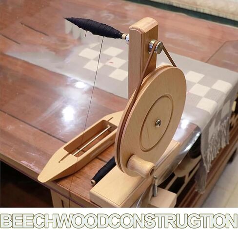 Wooden Yarn Spinning Wheel, Manual Yarn Winder Spinner, Smooth Fast Rotation, Fits 5-7mm Spool Inner Diameter, for Wool Cotton Silk Knitting Craft in Saudi Arabia