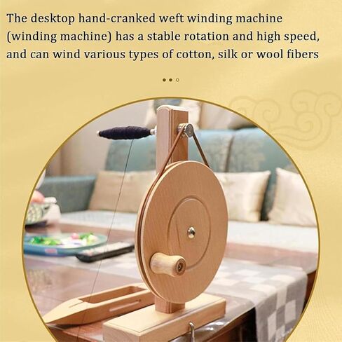 Wooden Yarn Spinning Wheel, Manual Yarn Winder Spinner, Smooth Fast Rotation, Fits 5-7mm Spool Inner Diameter, for Wool Cotton Silk Knitting Craft in Saudi Arabia