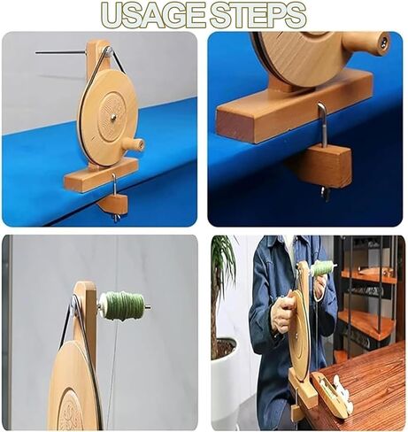 Wooden Yarn Spinning Wheel, Manual Yarn Winder Spinner, Smooth Fast Rotation, Fits 5-7mm Spool Inner Diameter, for Wool Cotton Silk Knitting Craft in Saudi Arabia
