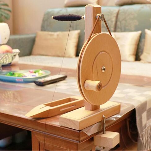 Wooden Yarn Spinning Wheel, Manual Yarn Winder Spinner, Smooth Fast Rotation, Fits 5-7mm Spool Inner Diameter, for Wool Cotton Silk Knitting Craft in Saudi Arabia