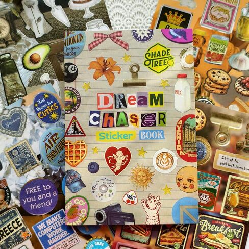 PRSTINCOL Vintage Sticker Book with 30 Pages of Ephemera Stickers, Aesthetic Junk Journaling Supplies for Scrapbooking Adults, 8.3 by 5.5 Inches, Over 550 Pieces in Saudi Arabia