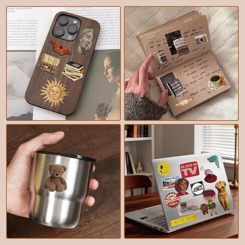 PRSTINCOL Vintage Sticker Book with 30 Pages of Ephemera Stickers, Aesthetic Junk Journaling Supplies for Scrapbooking Adults, 8.3 by 5.5 Inches, Over 550 Pieces in Saudi Arabia