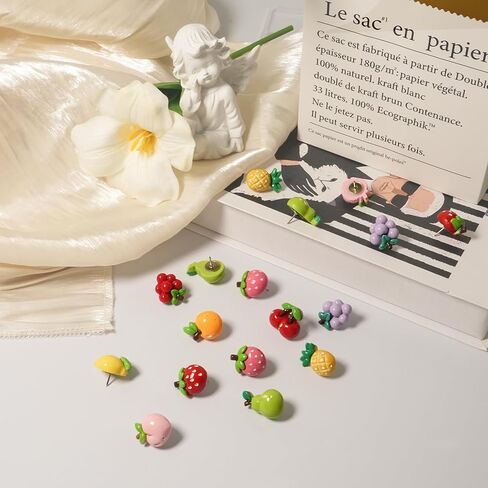 30 PCS Cute Fruit Push Pins, Resin Fridge Thumbtack, for Bulletin Board Photos Notes DIY Crafts Soft Cork Board, Reusable&Fun Wall Decor. in Saudi Arabia