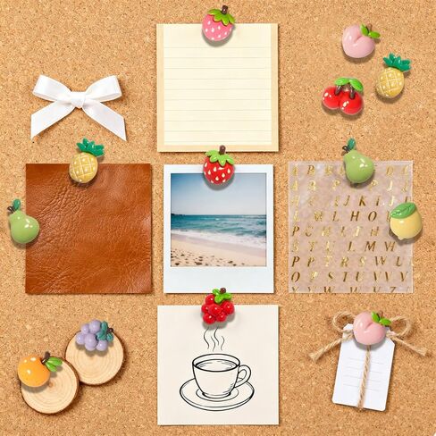 30 PCS Cute Fruit Push Pins, Resin Fridge Thumbtack, for Bulletin Board Photos Notes DIY Crafts Soft Cork Board, Reusable&Fun Wall Decor. in Saudi Arabia