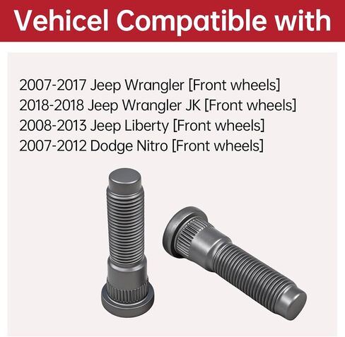 10 Pack 610-569 Front Wheel Lug Stud 1/2-20 SAE for Jeep Wrangler Liberty, 2007-2012 Dodge Nitro Replaces 68003282AA in Saudi Arabia