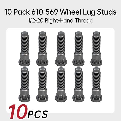 10 Pack 610-569 Front Wheel Lug Stud 1/2-20 SAE for Jeep Wrangler Liberty, 2007-2012 Dodge Nitro Replaces 68003282AA in Saudi Arabia