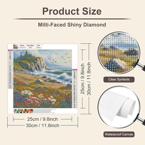 Anuver Diamond Painting Kits for Adults Seaside Scenery, 5D Round Diamond Art Kits for Beginners, DIY Full Drill Crystal Gem Painting Kits for Home Wall Decor 12x12 Inch, Flower in Saudi Arabia