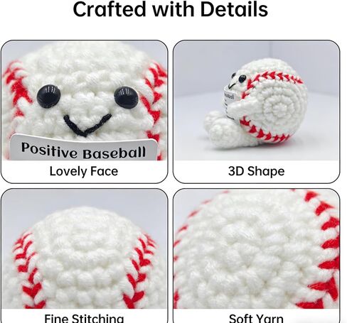 Positive Crochet Baseball Gifts for Players & Fans, Emotional Support Plush Crochet Funny Inspirational Gift for Men Women Baseball Players in Saudi Arabia