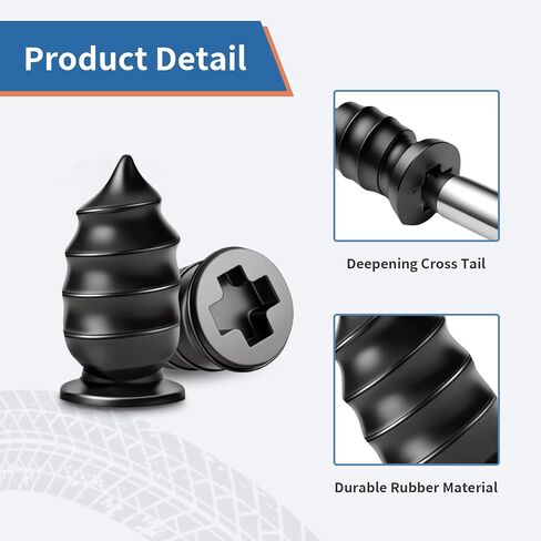 61 PCS Tire Repair Rubber Nail Kit, Vacuum Tire Repair Kits Spiral Rubber Screws, Fast Self-Service Tool for Car, Truck, Motorcycle, Tractor Tire Puncture Repair (Box Packaged, Screwdriver included) in Kuwait