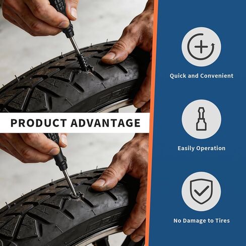 61 PCS Tire Repair Rubber Nail Kit, Vacuum Tire Repair Kits Spiral Rubber Screws, Fast Self-Service Tool for Car, Truck, Motorcycle, Tractor Tire Puncture Repair (Box Packaged, Screwdriver included) in Kuwait