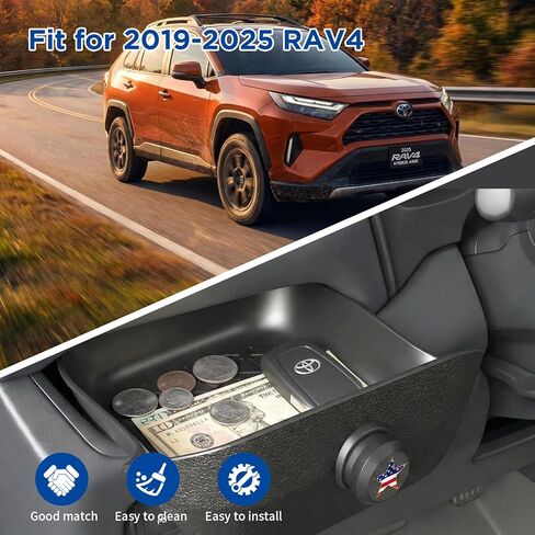 صندوق درج السائق متوافق مع ملحقات Toyota RAV4 2025 2024 2023 2022 2021 2020 2019 منظم درج جانبي للسائقين ملحقات داخلية للتخزين in Kuwait