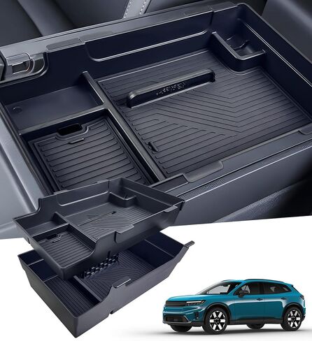 صندوق تخزين صينية تنظيم وحدة التحكم المركزية لسيارة Jeep Wagoneer/L & Jeep Grand Wagoneer/L 2022-2026 (فقط بدون صندوق تبريد ولا يناسب Wagoneer S)، صينية إدخال مسند الذراع للملحقات الداخلية، أسود in Kuwait